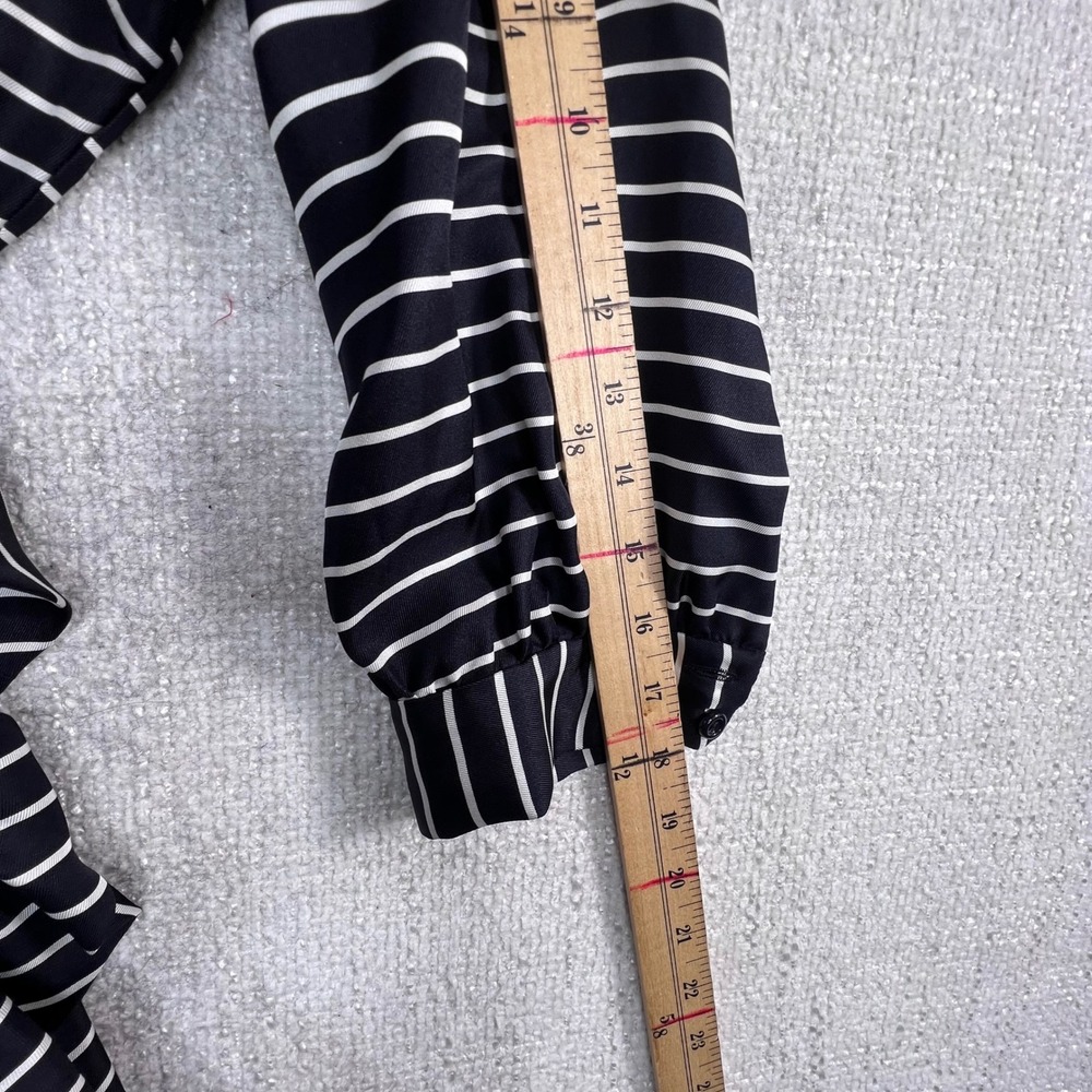 Kate Spade New York Silk Wrap Dress Black White Striped Ruffle Size 8 - Picture 6 of 11
